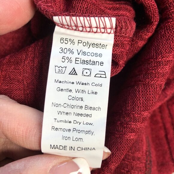 Maroon Red Ribbed Knit Long Sleeve Top Womens Size 2XL Soft Comfy Sweater NEW - Picture 6 of 8